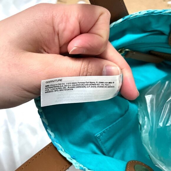 NWT Chico’s Multi Fringe Neutral Turquoise Tote Bag - Picture 9 of 11